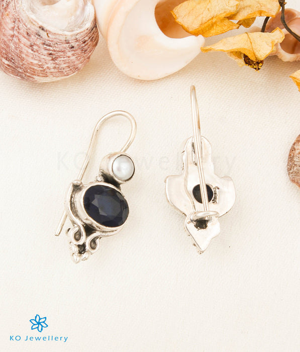 The Devna Silver Gemstone Earrings (Hook/Blue)