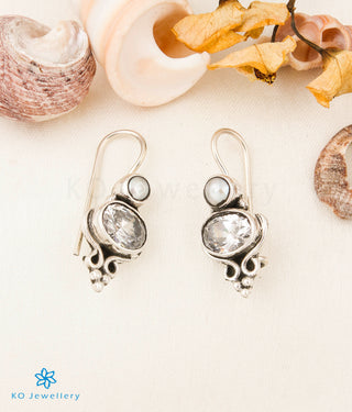 The Devna Silver Gemstone Earrings (Hook/White)