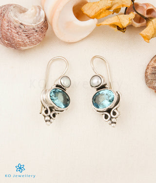 The Devna Silver Gemstone Earrings (Hook/Light Blue)