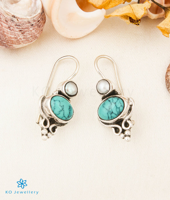 The Devna Silver Gemstone Earrings (Hook/Turquoise)