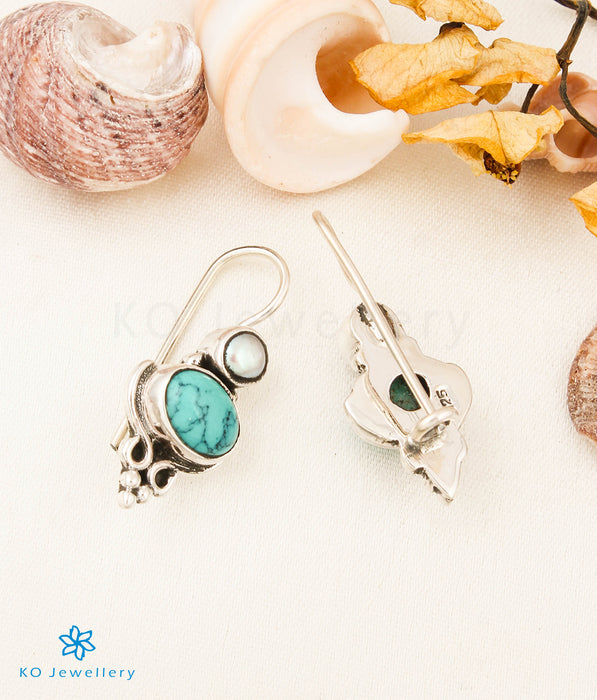 The Devna Silver Gemstone Earrings (Hook/Turquoise)