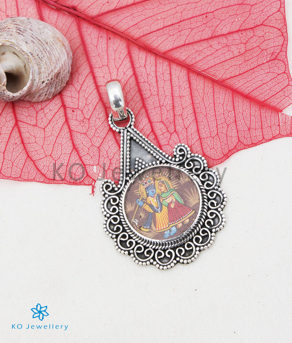 The Silver Handpainted Krishna Pendant/Earrings