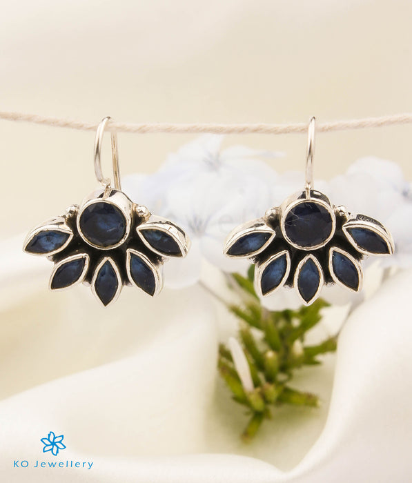 The Prerna Silver Gemstone Earrings (Hook/Blue)