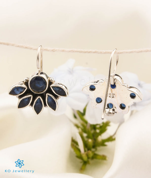 The Prerna Silver Gemstone Earrings (Hook/Blue)