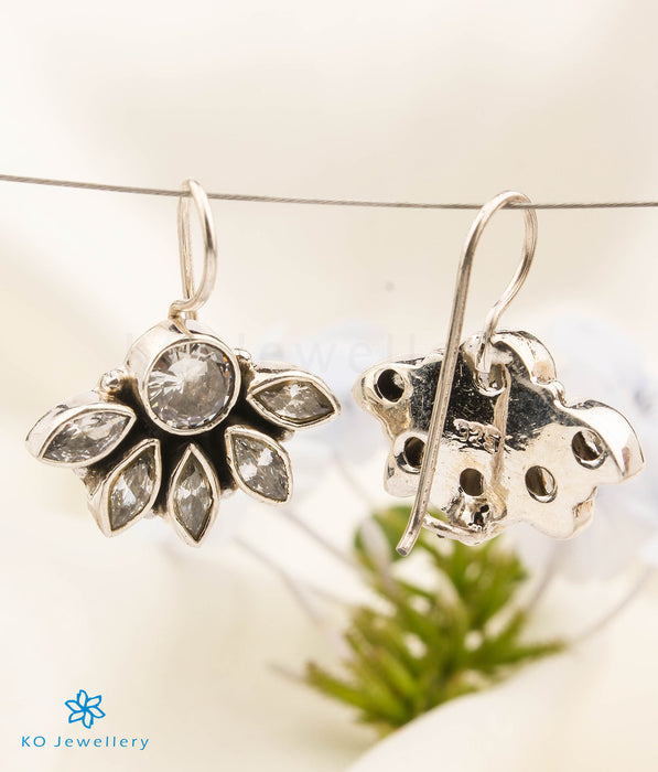 The Prerna Silver Gemstone Earrings (Hook/White)