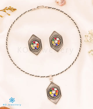 The Hayaa Silver Polki Necklace & Earrings