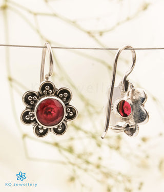 The Diva Silver Gemstone Earrings (Red)