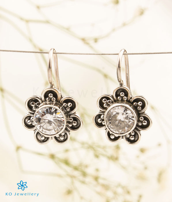 The Diva Silver Gemstone Earrings (White)
