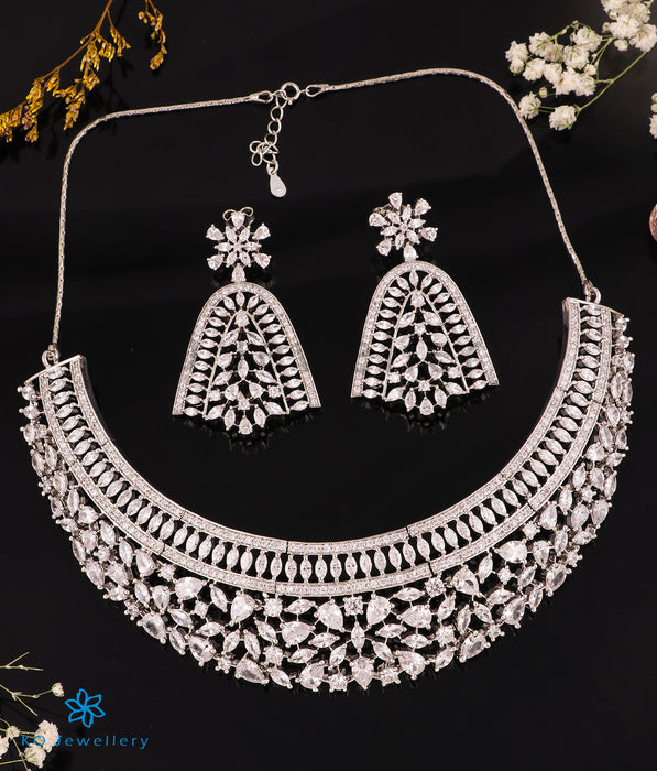The Glam Sparkle Silver Necklace & Earrings