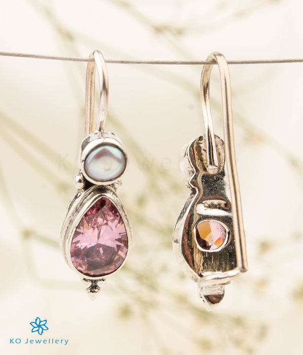 The Aarav Silver Gemstone Earrings (Pink)