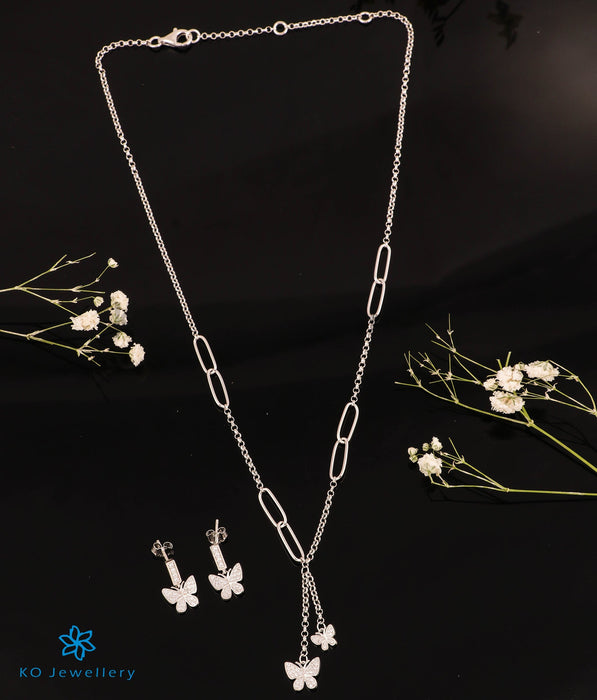 The Shining Butterflies Silver Necklace & Earrings
