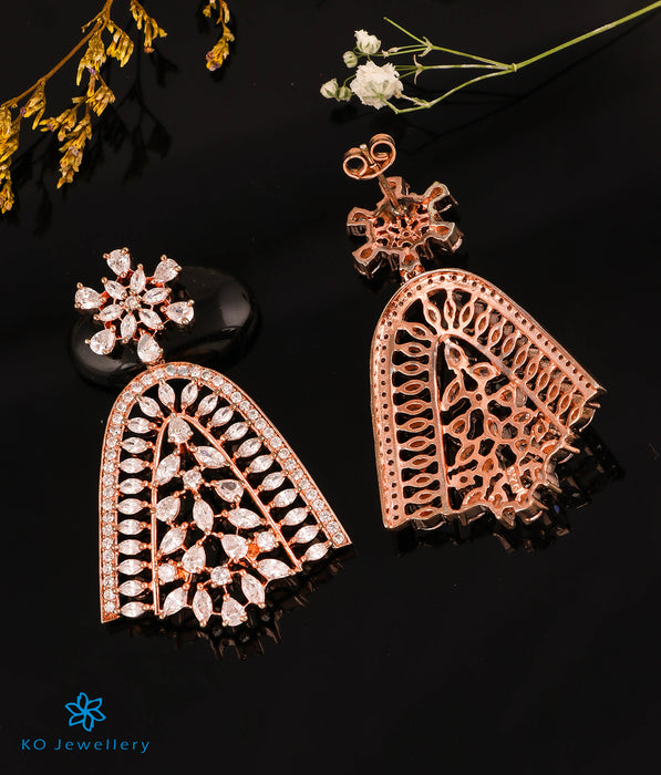 The Glam Sparkle Silver Rose-gold Necklace & Earrings