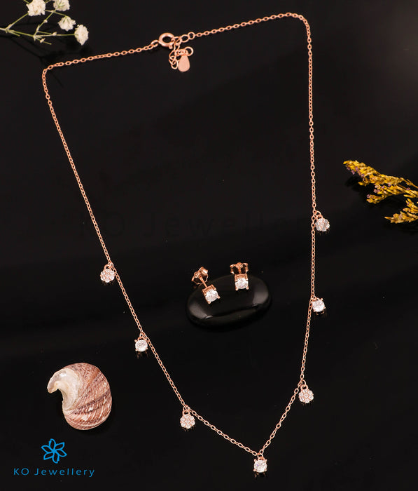 The Dreamy Silver Rose-gold Necklace & Earrings
