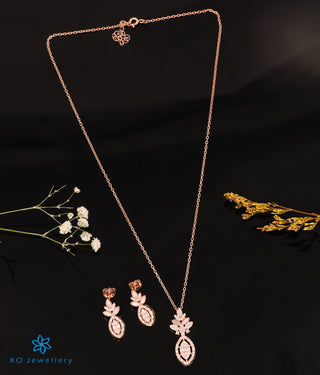 The Princess Silver Rose-gold Necklace & Earrings