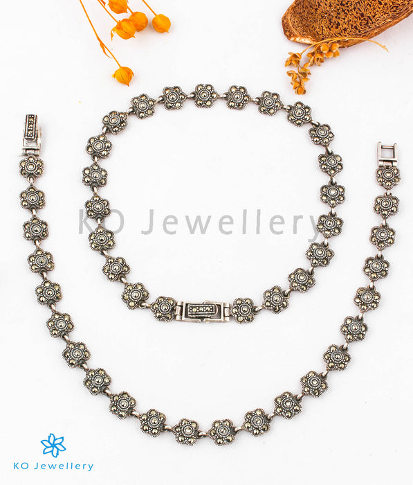 The Floral Silver Marcasite Anklets