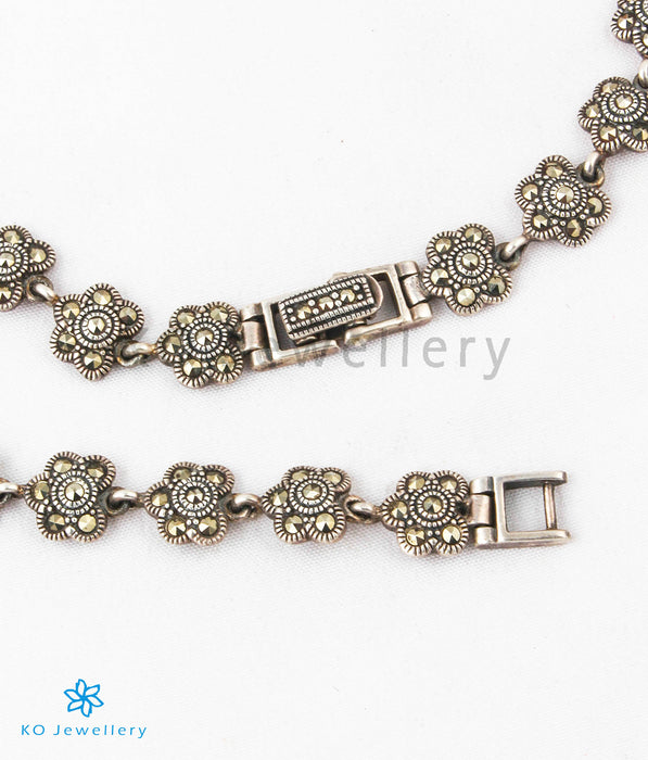 The Floral Silver Marcasite Anklets
