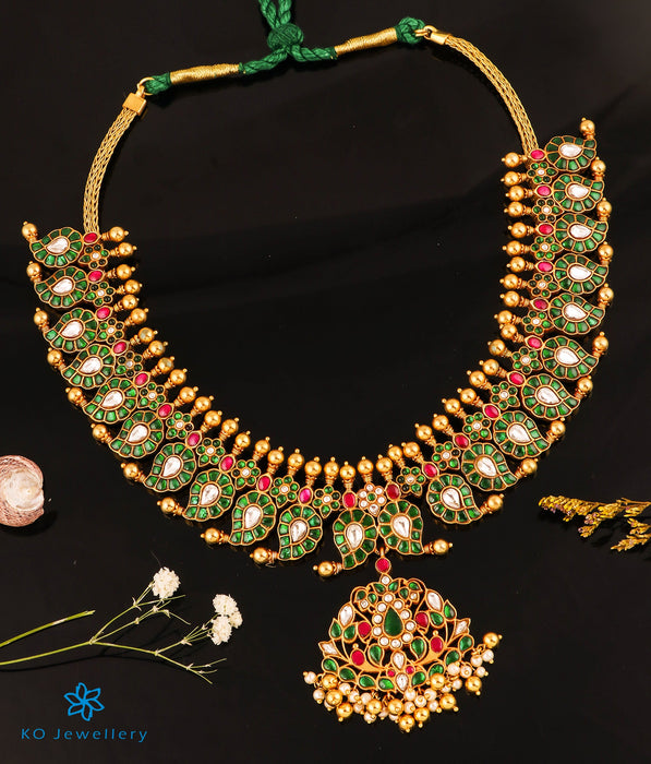 The Osha Silver Kundan-Jadau Mango Necklace