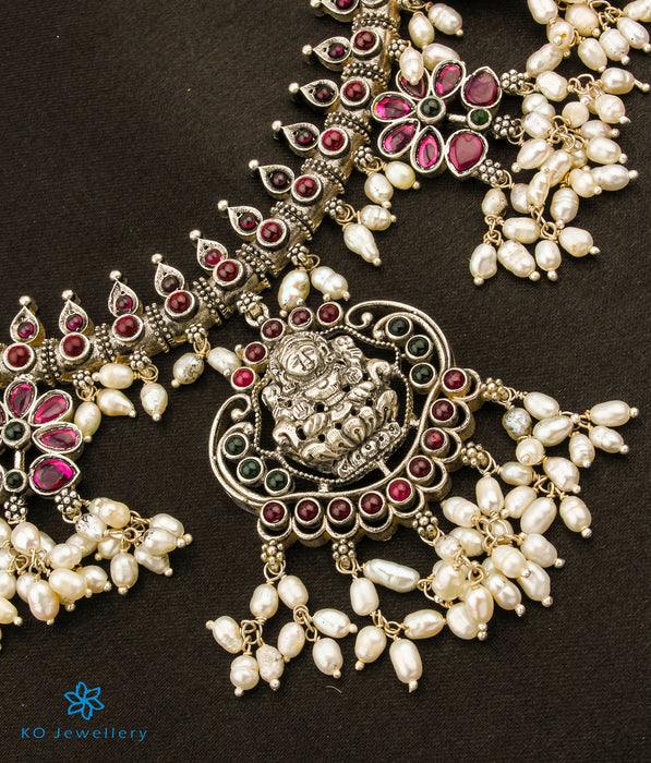 The Bhavika Silver Lakshmi Guttapusalu Necklace (Short)