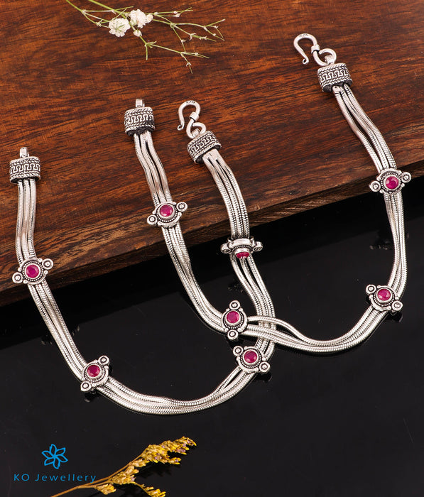 The Ishanika Silver Antique Anklets