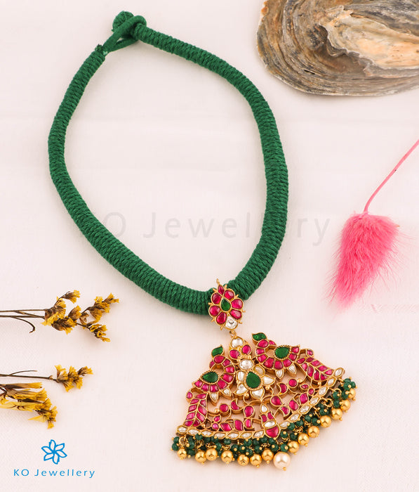 The Soha Silver Jadau Peacock Thread Necklace