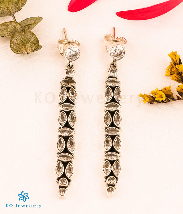 The Vrishti Silver Gemstone Earrings (White)