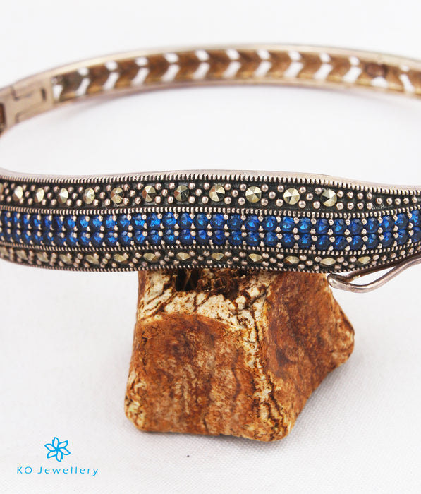 The Neel Silver Marcasite Bracelet (Blue)