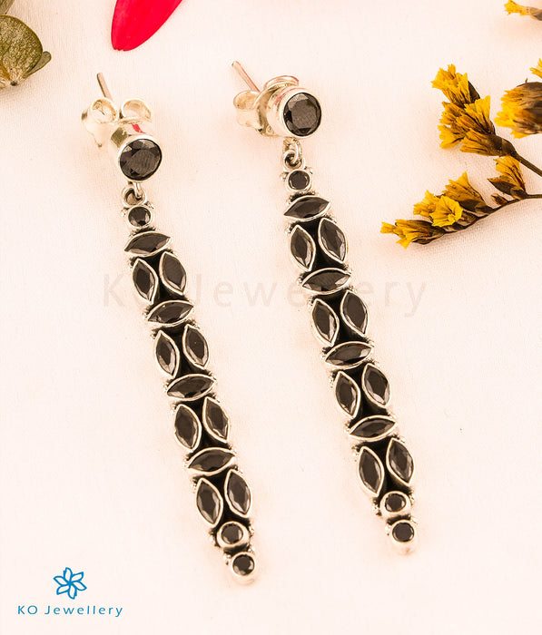 The Vrishti Silver Gemstone Earrings (Black)