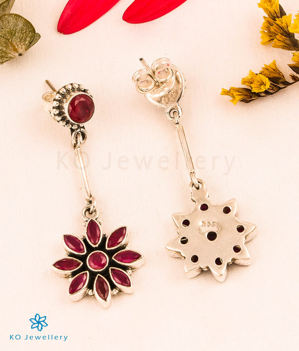 The Shwetala Silver Gemstone Earrings (Red)