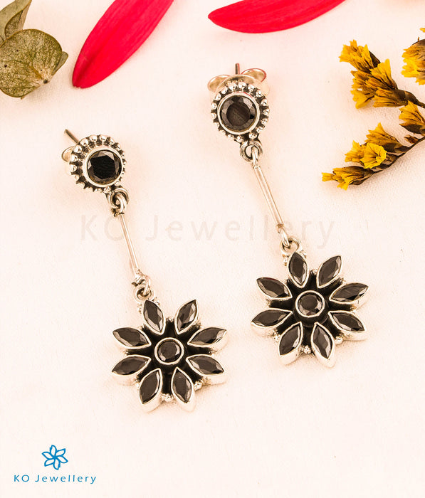 The Shwetala Silver Gemstone Earrings (Black)