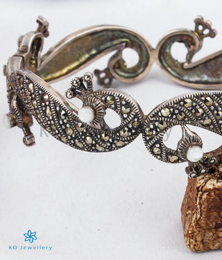 The Zikhin Silver Marcasite Peacock Bracelet (White)