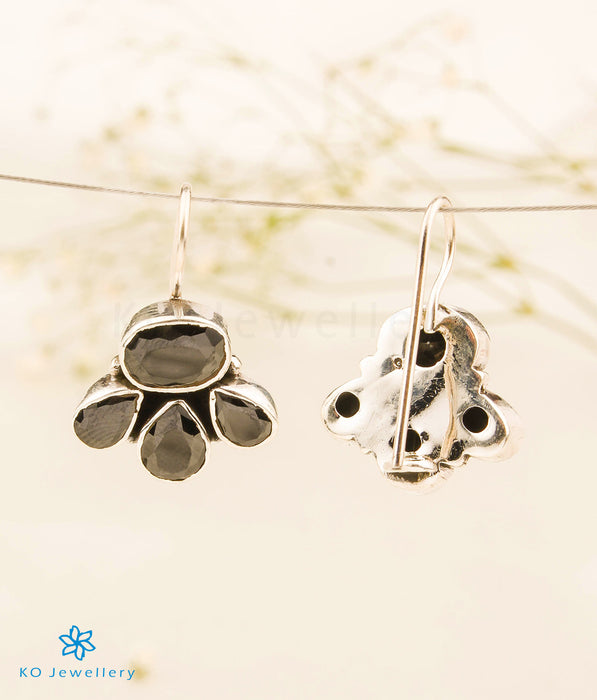 The Urmika Silver Gemstone Earrings (Black)