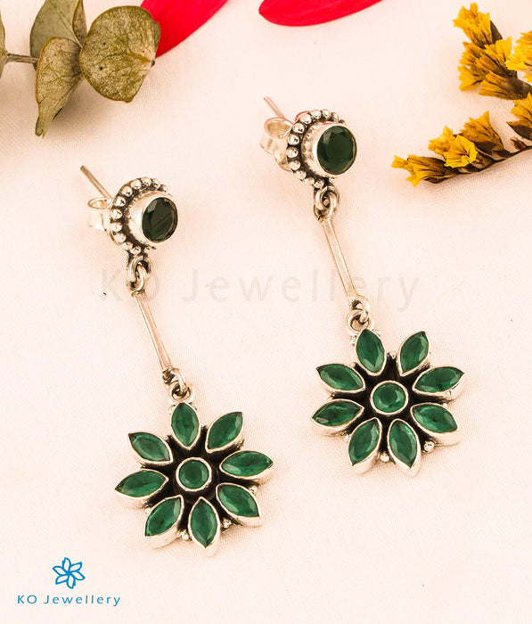 The Shwetala Silver Gemstone Earrings (Green)