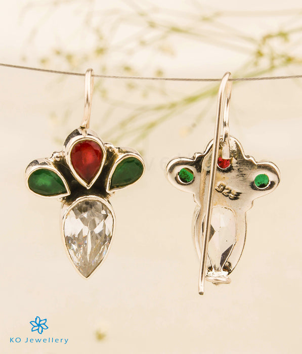 The Devavat Silver Gemstone Earrings (Red/Green)