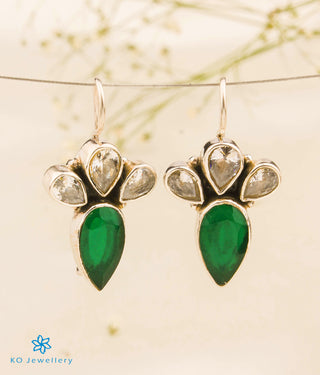 The Devavat Silver Gemstone Earrings (Green)