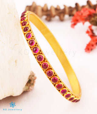 The Divya Silver Kempu Bangle(Size 2.2/2.6/2.8)