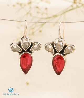 The Devavat Silver Gemstone Earrings (Red)