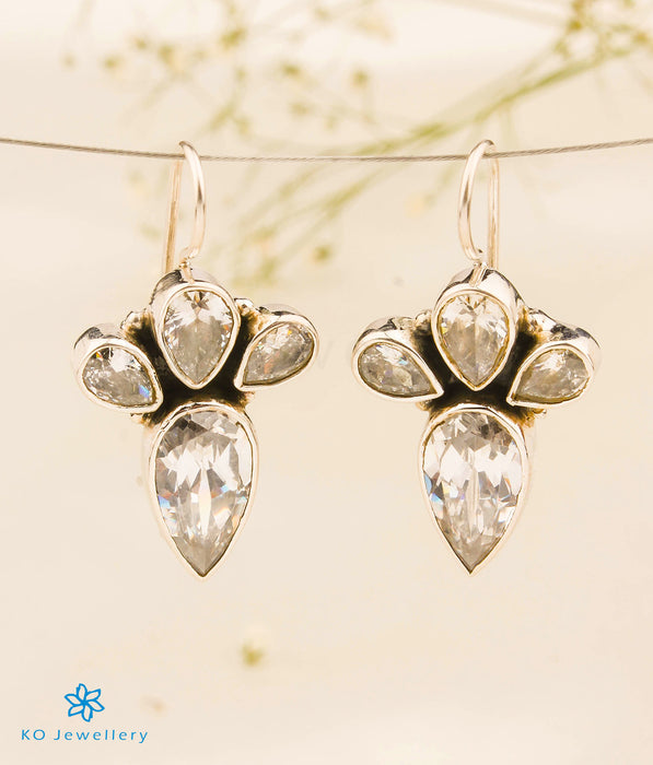 The Devavat Silver Gemstone Earrings (White)