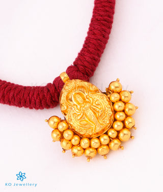 The Nagara Lakshmi Silver Antique Thread Necklace (Red)