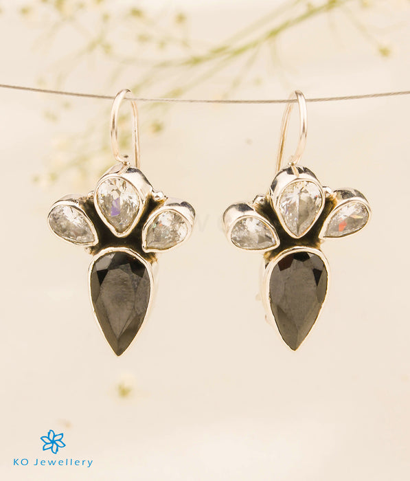 The Devavat Silver Gemstone Earrings (Black)