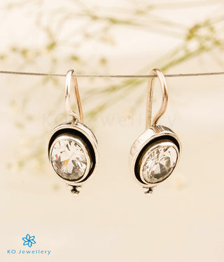 The Latika Silver Gemstone Earrings (White)