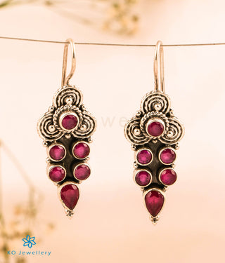 The Tamara Silver Gemstone Earrings (Red)