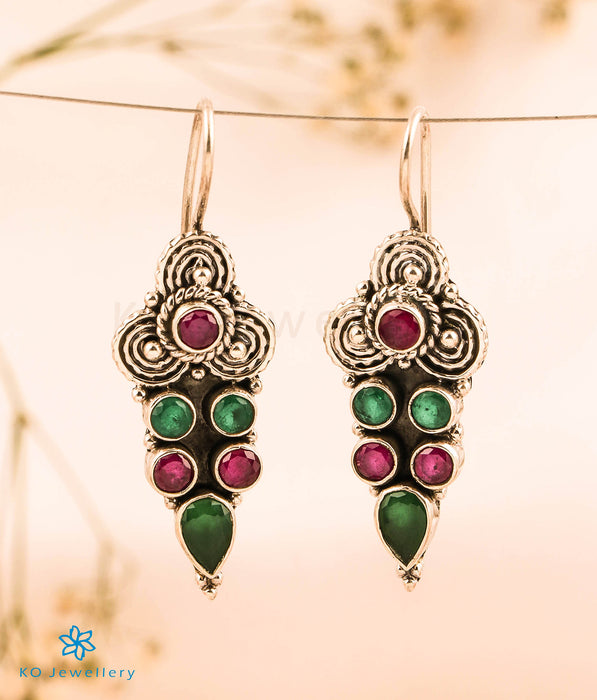 The Tamara Silver Gemstone Earrings (Red/Green)