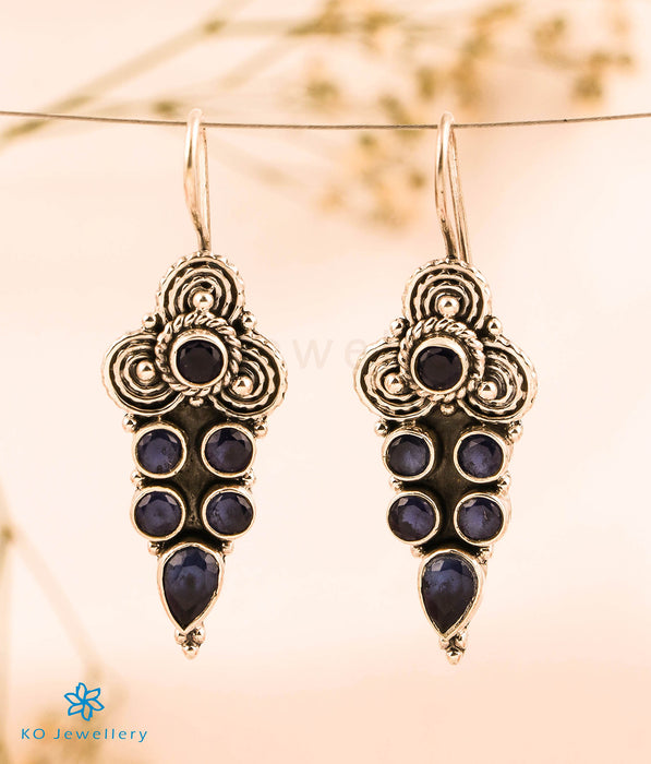 The Tamara Silver Gemstone Earrings (Dark blue)