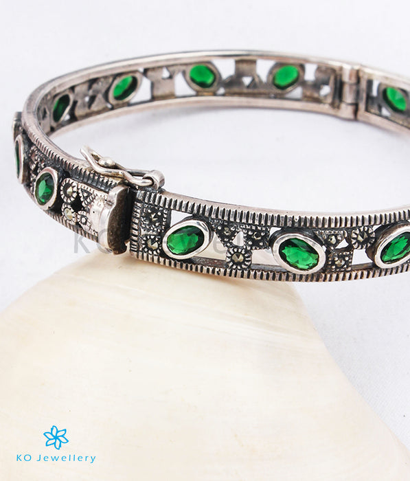 The Glitter Silver Marcasite Bracelet (Green)