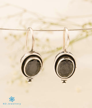 The Latika Silver Gemstone Earrings (Black)