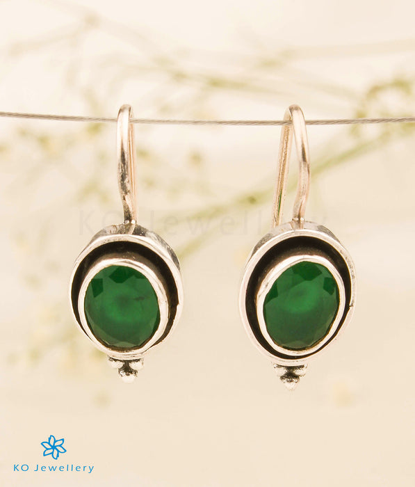 The Latika Silver Gemstone Earrings (Green)