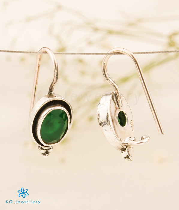 The Latika Silver Gemstone Earrings (Green)