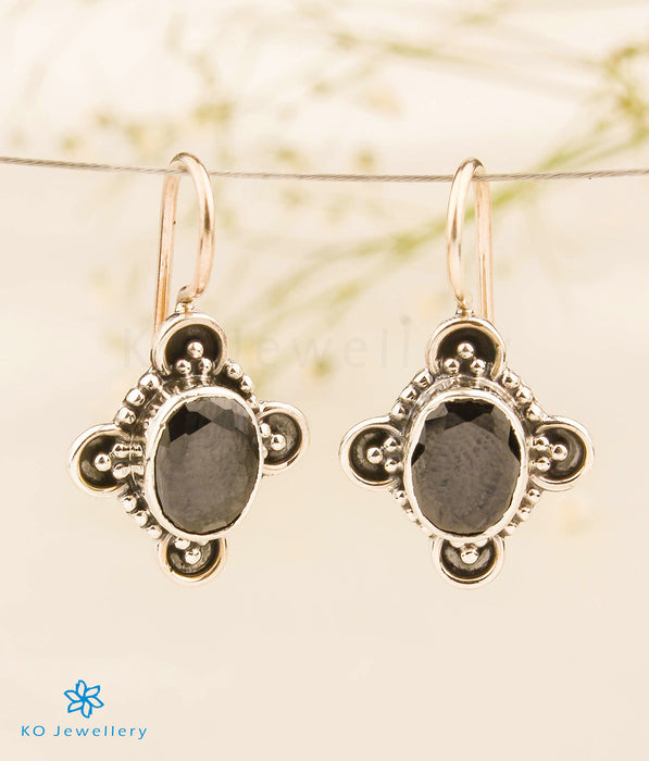 The Ayra Silver Gemstone Earrings (Black)