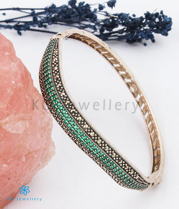 The Neel Silver Marcasite Bracelet (Green)