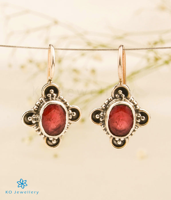 The Ayra Silver Gemstone Earrings (Red)